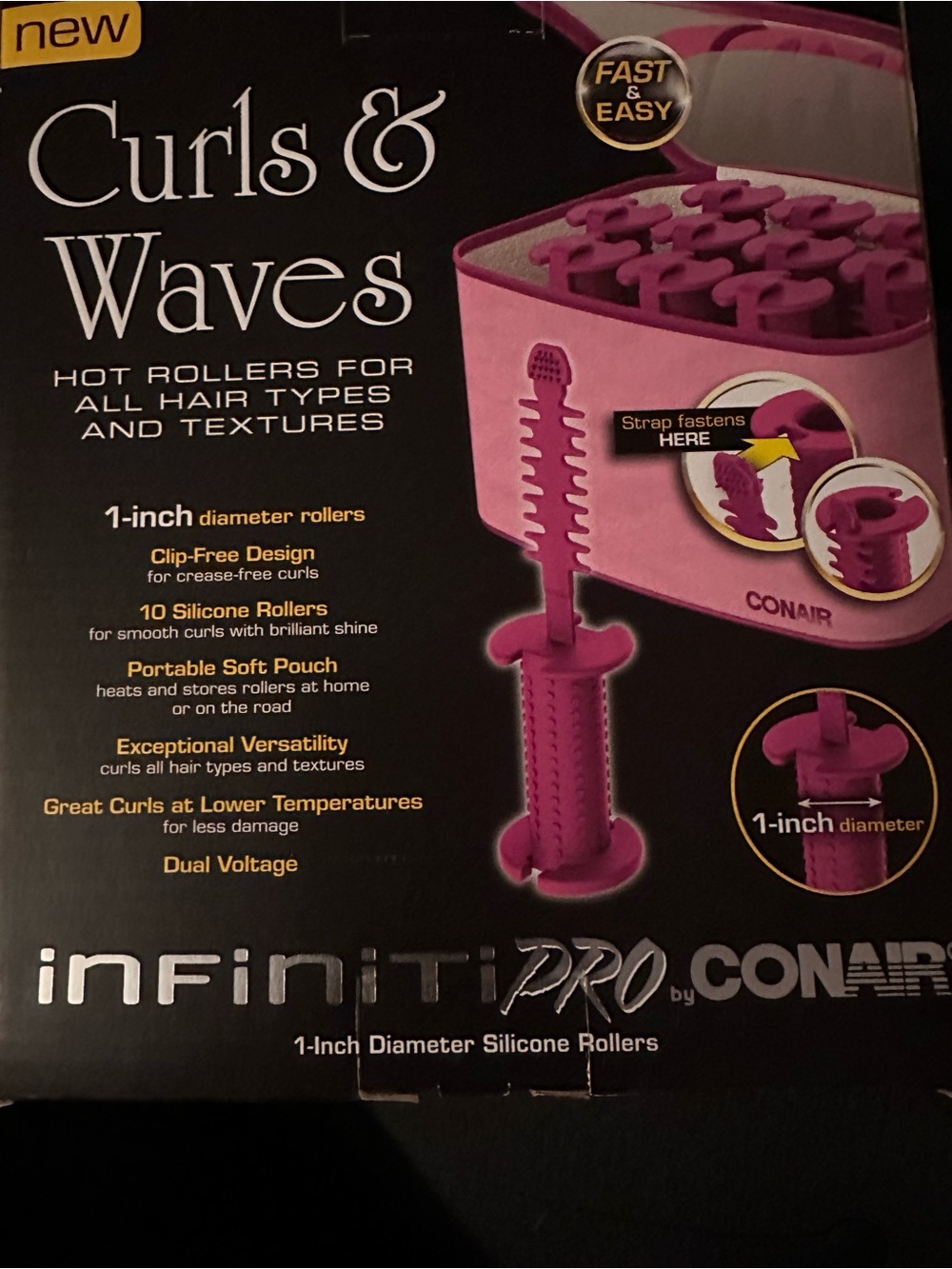Infinitipro Pink 1" Silicone Hot Rollers - 10-Pack